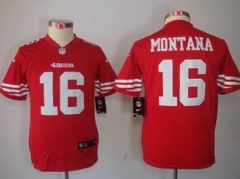 Kids Nike San Francisco 49ers 16 Joe Montana red Game LIMITED NFL Jerseys Cheap