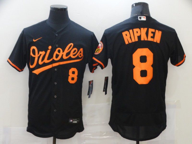 Men's Baltimore Orioles Retired Player #8 Cal Ripken Jr. Nike Black Alternate Flexbase Jersey