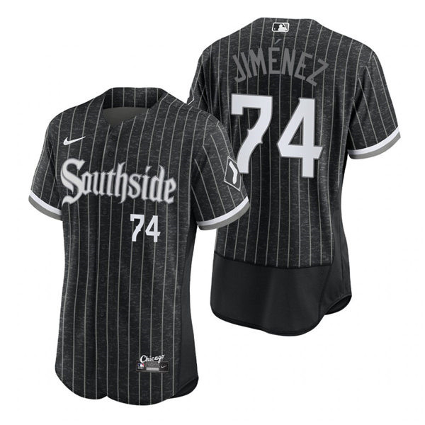 Men's Chicago White Sox #74 Eloy Jimenez Stitched Nike Black 2021 MLB FlexBase City Connect Jersey