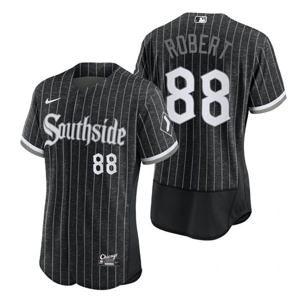 Men's Chicago White Sox #88 Luis Robert Stitched Nike Black 2021 MLB FlexBase City Connect Jersey Men's Chicago White Sox #88 Luis Robert Stitched Nike Black 2021 MLB FlexBase City Connect Jersey