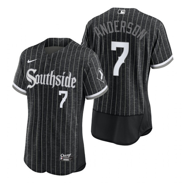 Men's Chicago White Sox #7 Tim Anderson Stitched Nike Black 2021 MLB FlexBase City Connect Jersey Men's Chicago White Sox #7 Tim Anderson Stitched Nike Black 2021 MLB FlexBase City Connect Jersey