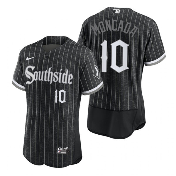 Men's Chicago White Sox #10 Yoan Moncada Stitched Nike Black 2021 MLB FlexBase City Connect Jersey