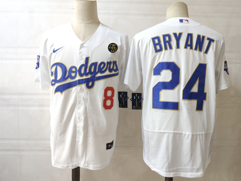 Men's Los Angeles Dodgers Front #8 Back #24 Kobe Bryant Nike White/Gold 2021 Gold Program Player Jersey Men's Los Angeles Dodgers Front #8 Back #24 Kobe Bryant Nike White/Gold 2021 Gold Program Player Jersey