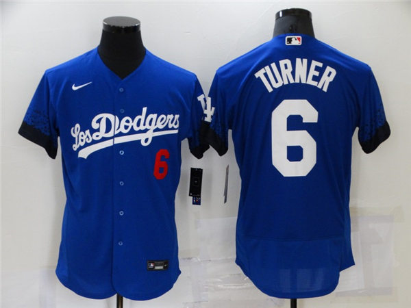 Mens Los Angeles Dodgers #6 Trea Turner Nike Royal Stitched 2021 Los Angeles City Connect Jersey
