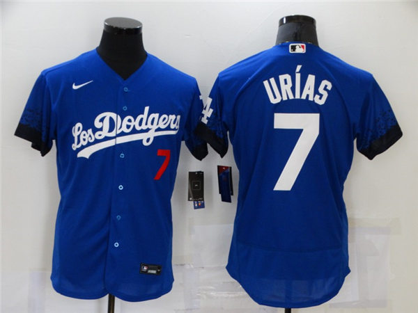 Mens Los Angeles Dodgers #7 Julio Urias Nike Royal Stitched 2021 Los Angeles City Connect Jersey Mens Los Angeles Dodgers #7 Julio Urias Nike Royal Stitched 2021 Los Angeles City Connect Jersey