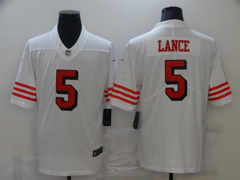 Men's San Francisco 49ers #5 Trey Lance Nike White Vapor Untouchable Color Rush Limited Jersey