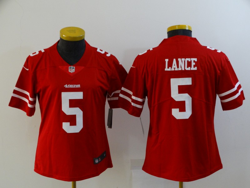Women San Francisco 49ers #5 Trey Lance Jersey Scarlet 2021 Limited Football