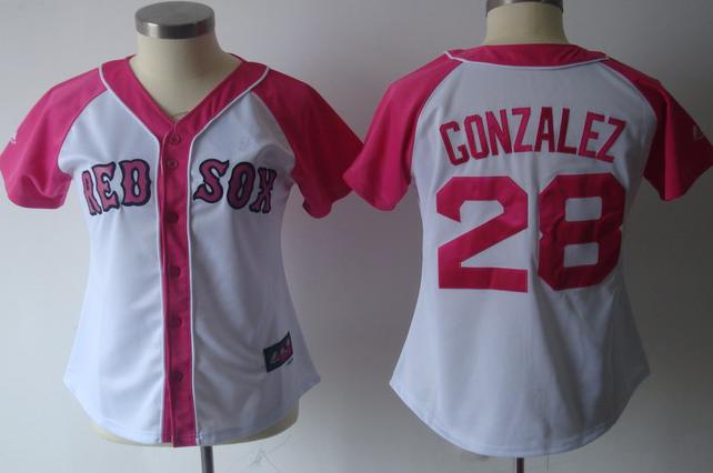 Cheap Women Boston Red Sox 28 Adrian Gonzalez 2012 Ladies Fashion White MLB Jerseys