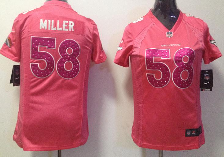 Cheap Women Nike Denver Broncos 58# Von Miller Pink Nike NFL Jerseys