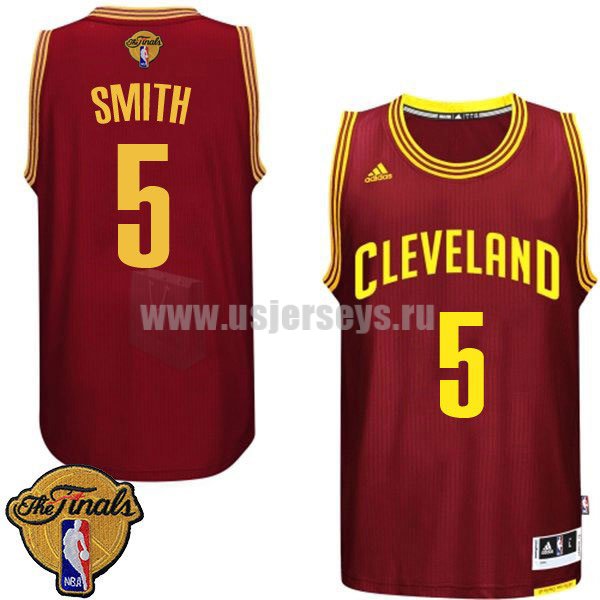 Men's Cleveland Cavaliers #5 J.R. Smith Burgundy Stitched 2016 The Finals Road Swingman NBA Jersey