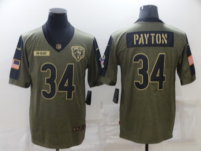 Men's Chicago Bears #34 Walter Payton Nike Olive 2021 Salute To Service Retired Player Limited Jersey