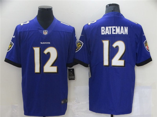 Men's Baltimore Ravens #12 Rashod Bateman Nike Purple Vapor Untouchable Limited Jersey