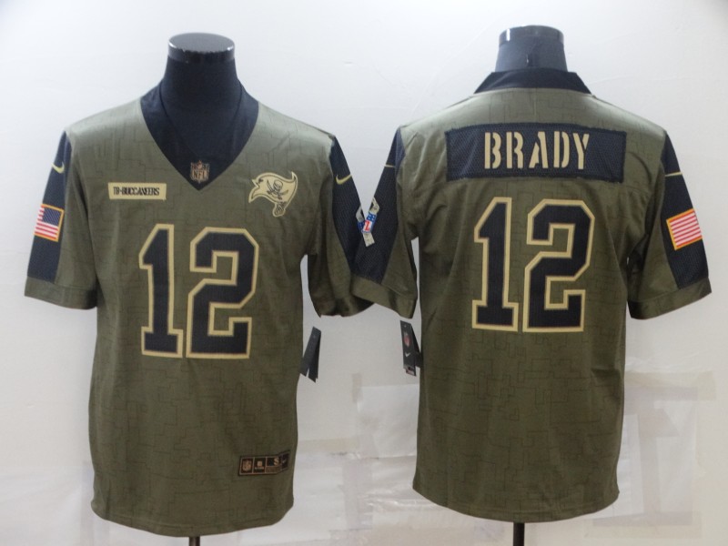 Men's Tampa Bay Buccaneers #12 Tom Brady Nike Olive 2021 Salute To Service Limited Player Jersey