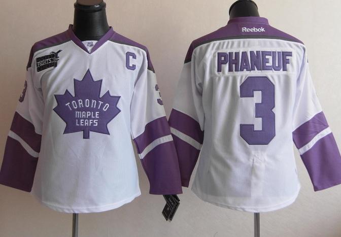 Cheap Toronto Maple Leafs 3 Phaneuf White Women's Fights Cancer Hockey Jersey