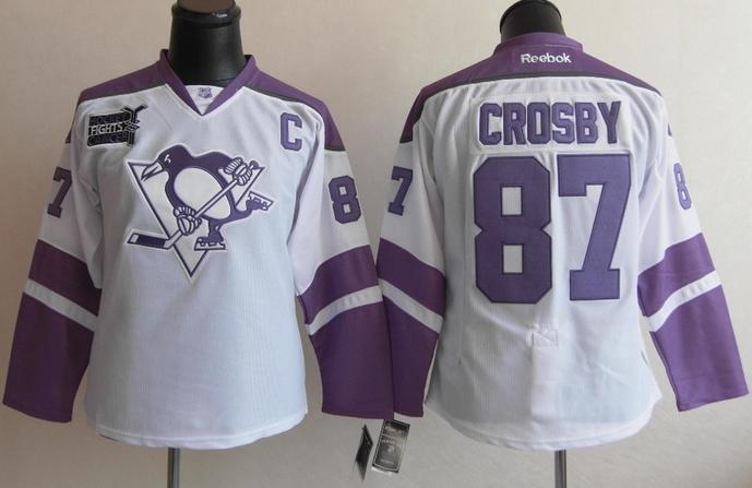 Cheap Pittsburgh Penguins 87 Sidney Crosby White Women's Fights Cancer Jerseys