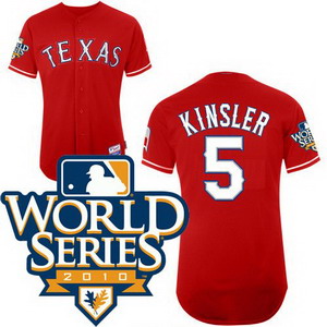 Kids Texas Rangers 5 Ian Kinsler 2010 World Series Patch jerseys red Cheap