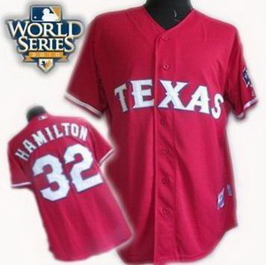 Kids Texas Rangers 32 Josh Hamilton 2010 World Series Patch jerseys red Cheap