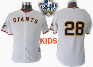 Kids San Francisco Giants 28 Buster Posey 2010 World Series Champions white Cheap