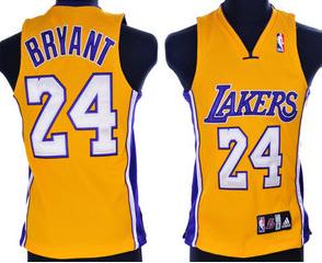 Kids Los Angeles Lakers 24 Kobe Bryant Yellow Jersey Cheap