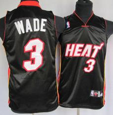 Kids Miami Heat 3 Wade Black Jersey Cheap