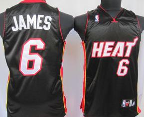 Kids Miami Heat 6 LeBron James Black Jersey Cheap