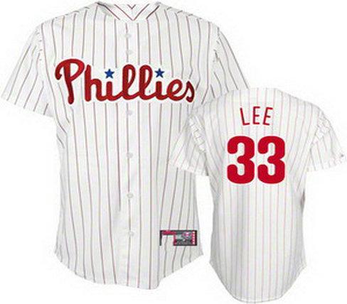 Women Philadelphia Phillies 33 LEE White Jersey