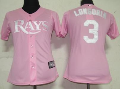 Cheap Women Tampa Bay Rays 3 Longoria Pink MLB Jersey