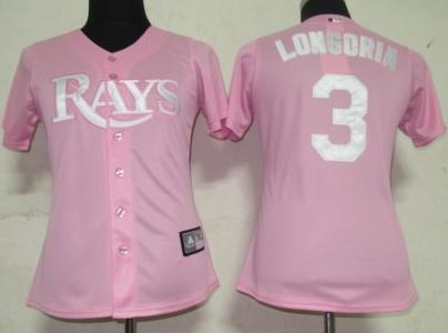 Women Tampa Bay Rays 3 Longoria Pink MLB Jersey