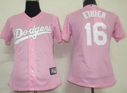Cheap Women Los Angeles Dodgers 16 Ethier Pink MLB Jersey