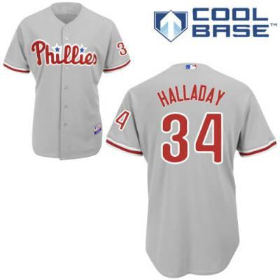 Kids Philadelphia Phillies 34 Roy Halladay Grey Jersey Cheap
