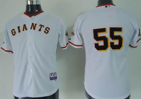 Kids San Francisco Giants 55 Lincecum 2010 World Series White Jersey Cheap