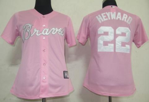 Women Atlanta Braves 22 Heyward Pink MLB Jersey