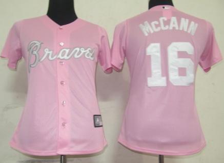 Cheap Women Atlanta Braves 16 Mccann Pink MLB Jersey