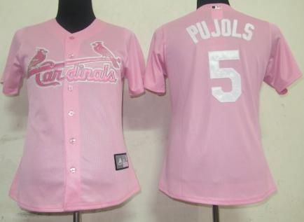 Women St.Louis Cardinals 5 Pujols Pink MLB Jersey