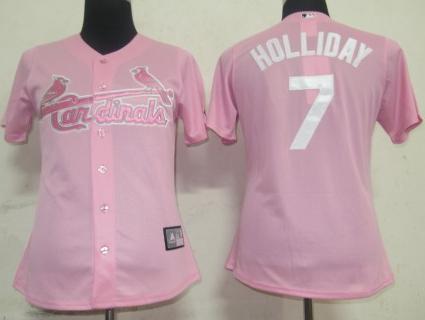 Women St.Louis Cardinals 7 Holliday Pink MLB Jersey
