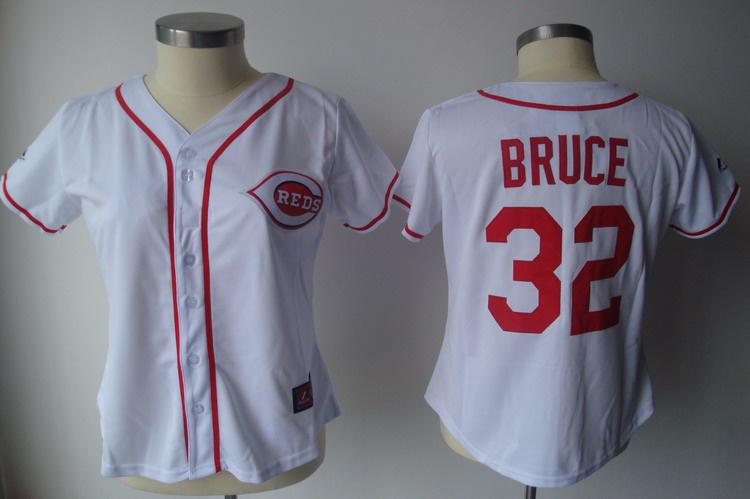 Women Cincinnati Reds 32 Bruce White Jersey