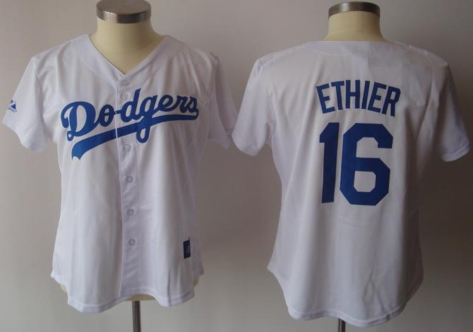 Women Los Angeles Dodgers 16 Andre Ethier White Jersey