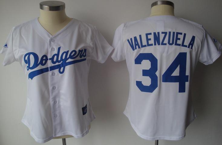 Women Los Angeles Dodgers 34 Valenzuela White Jersey Women Los Angeles Dodgers 34 Valenzuela White Jersey