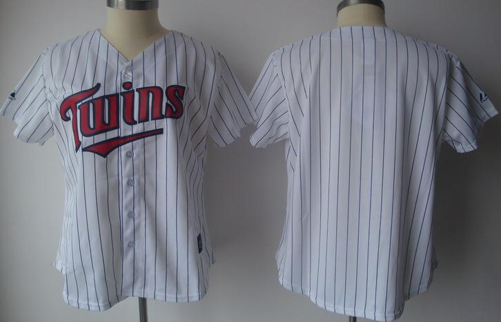 Women Minnesota Twins Blank White(Blue Strip)Jersey