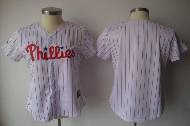 Women Philadelphia Phillies Blank White(Red Strip)MLB Jersey