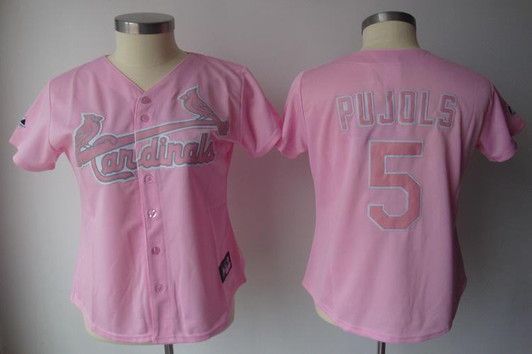 Women St.Louis Cardinals 5 Albert Pujols Pink Jersey