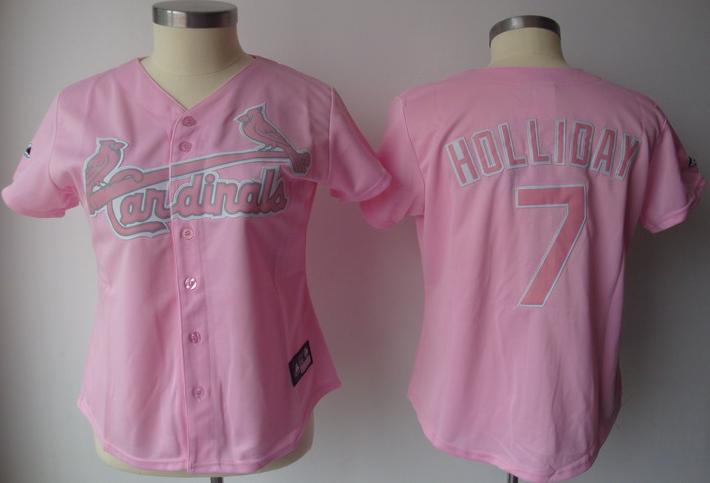 Women St.Louis Cardinals 7 Holliday Pink Jersey