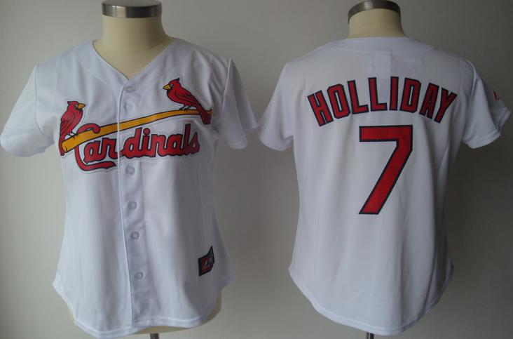 Women St.Louis Cardinals 7 Holliday White Jersey