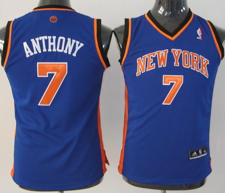 Kids New York Knicks 7 Carmelo Anthony Blue Jersey Cheap