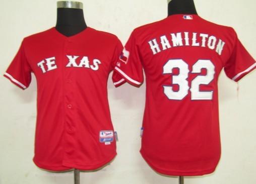 Kids Texas Rangers 32 Hamilton Red MLB Jersey Cheap