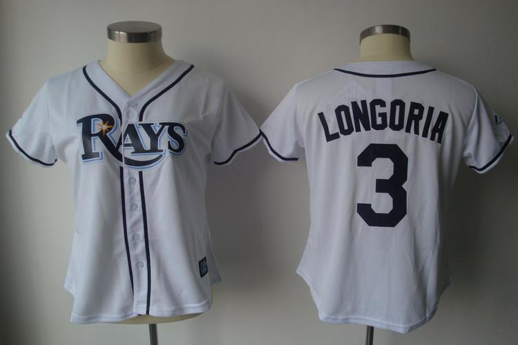 Women Tampa Bay Rays 3 Longoria White MLB Jersey