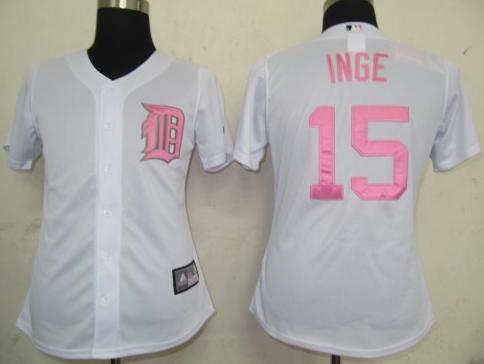 Cheap Women Detroit Tigers 15 Inge White MLB Jersey Pink Number