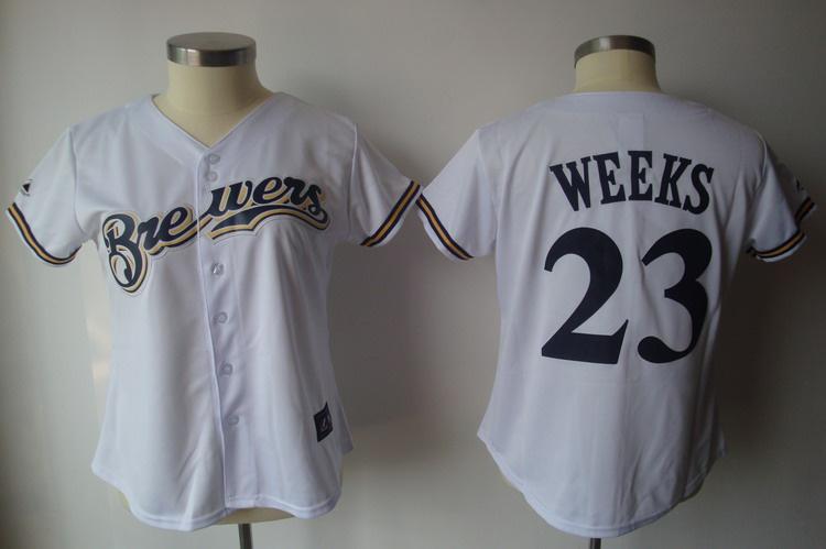 Women Milwaukee Brewers 23 Weeks White MLB Jersey