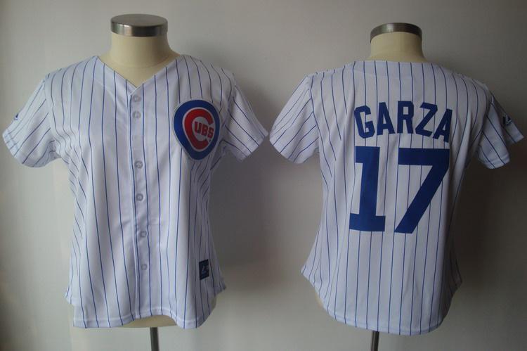 Women Chicago Cubs 17 Garza White(Blue Strip)MLB Jersey