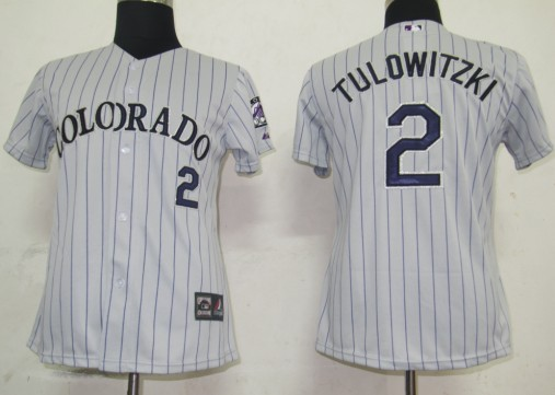 Women Colorado Rockies 2 Tulowitzki Grey MLB Jerseys